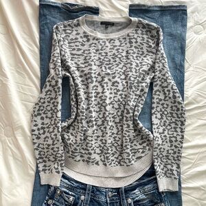 Gray Leopard Print Sweater